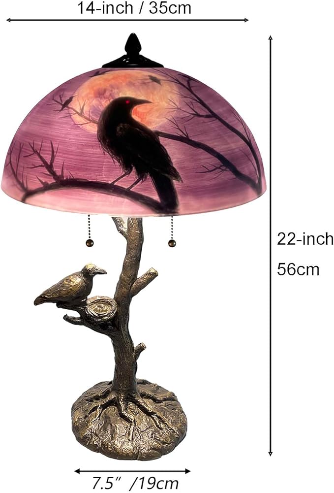 Bieye L13002 Ravens Sitting on Bare Tree Branch Against Full Moon Hand-Painted - Image 5