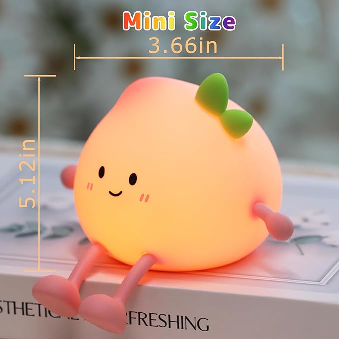 Night Light for Kids, Cute Peach Soft Silicone Nursery Light - Image 8