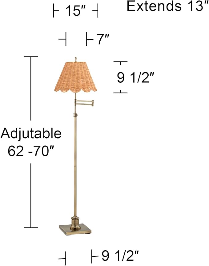 360 Lighting Westbury Modern Natural Cottage 70" Tall Standing Floor Lamp - Image 4