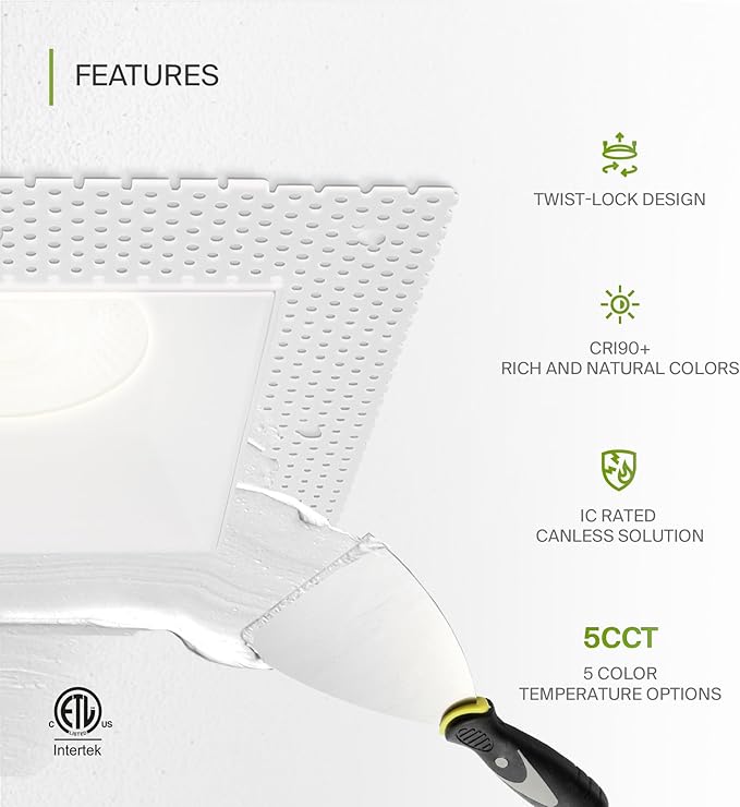 ASD Trimless LED Recessed Lighting 6 Inch, 24W 120V Square Commercial Downlight - Image 3