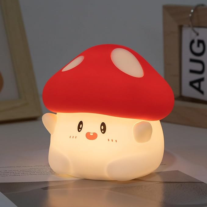 Hug Mushroom Night Light, 50-Hour Battery & Pat Control, Squishy Lamp by Rytinazzz
