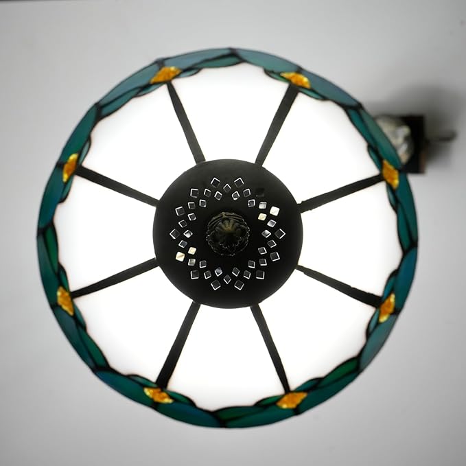 White Tiffany Lamp Small Bedside Dector Light Vintage Stained Glass Table Lamp - Image 7