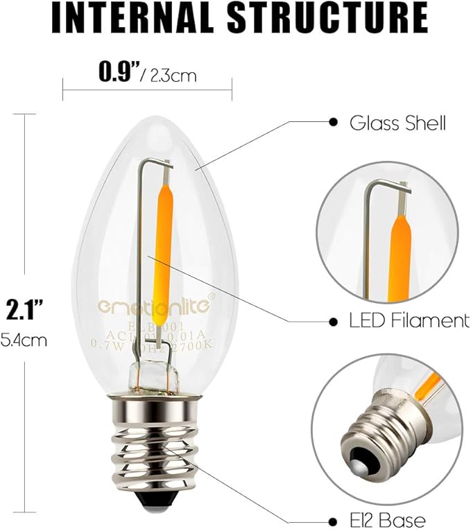 Emotionlite Night Light Bulbs, C7 Candelabra Bulb, LED Light Bulbs - Image 6