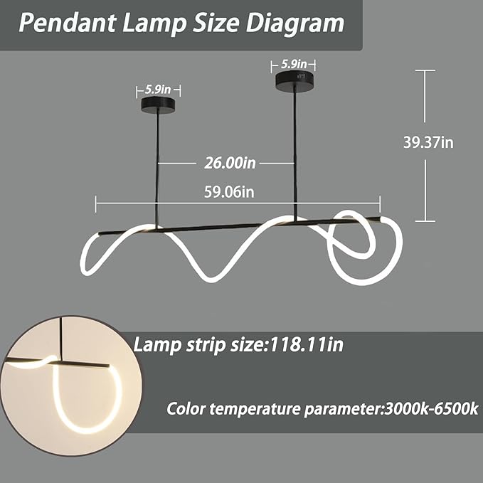 Modern Pendant Lights, Pendant Lights Kitchen Island, Remote Control Dimmable - Image 7