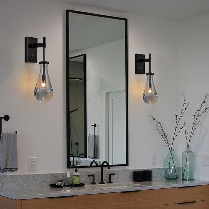 HuisMier Black Wall Sconces, Raindrop Sconces Wall Lighting - Image 2