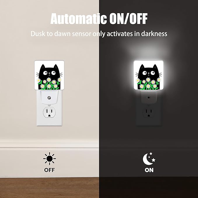 Cat Kitten Daisy Night Light, Camomile Bouquet Plug into Wall - Image 3
