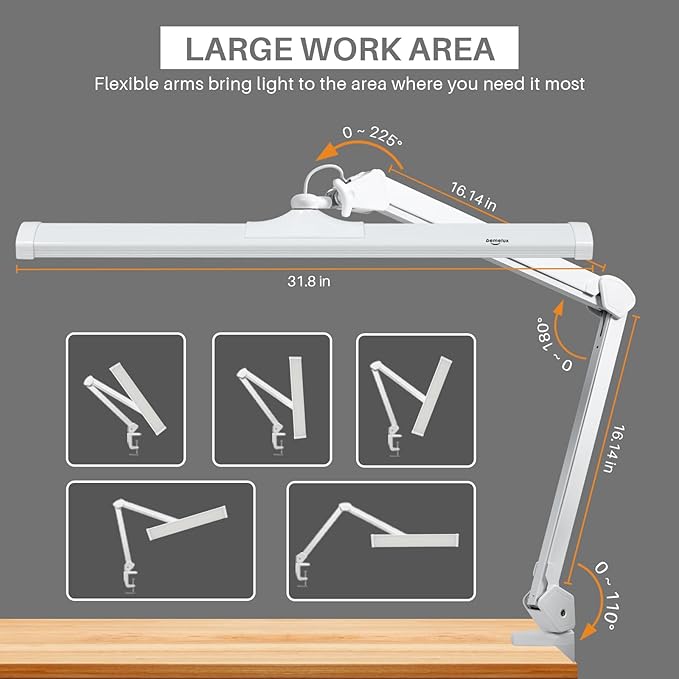 LED Architect Desk Lamp with Clamp, Metal Swing Arm 4500 Lumens Dimming Office - Image 3