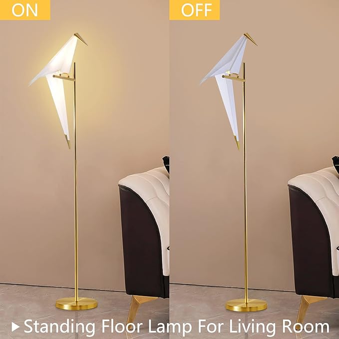 MORE CHANGE 62-Inch Modern Bird Floor Lamp, Origami Bird Lamp Gold Standing Lamp - Image 4