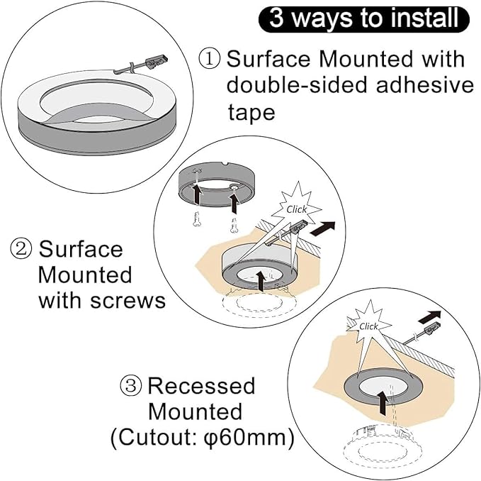 VST Under Cabinet Lights CCT 3000K-6000K, Puck Lights Color Temperature and - Image 6
