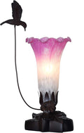 Bieye LL03 Hummingbird Flying Over Lily Flower Blown Glass Table Lamp by Bieye