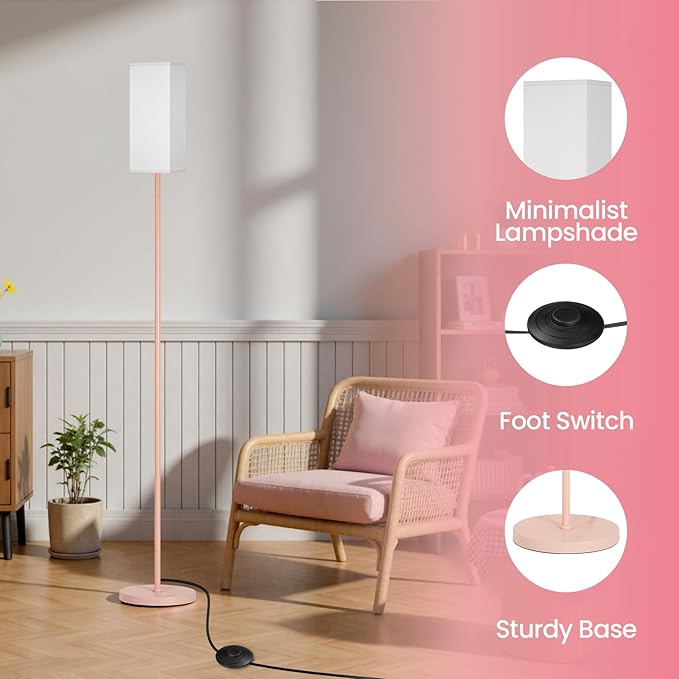Floor Lamp, Pole Lamp with Foot Switch, Modern Standing Lamp Shade, Minimalist - Image 8