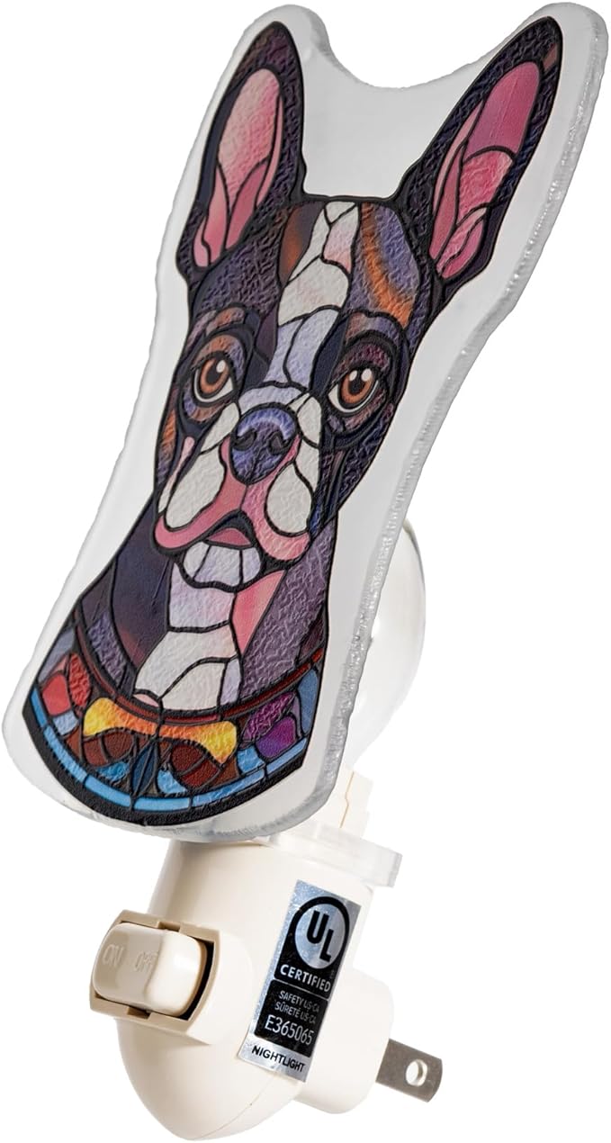 French Bulldog Dog Shaped Night Light – Stained Glass Styled Cutout Design – - Image 5