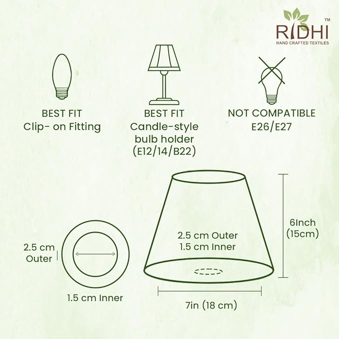 Ridhi Pleated Block Print Lamp Shade Light Steel Blue Floral Medium 4" Top x 6" - Image 8