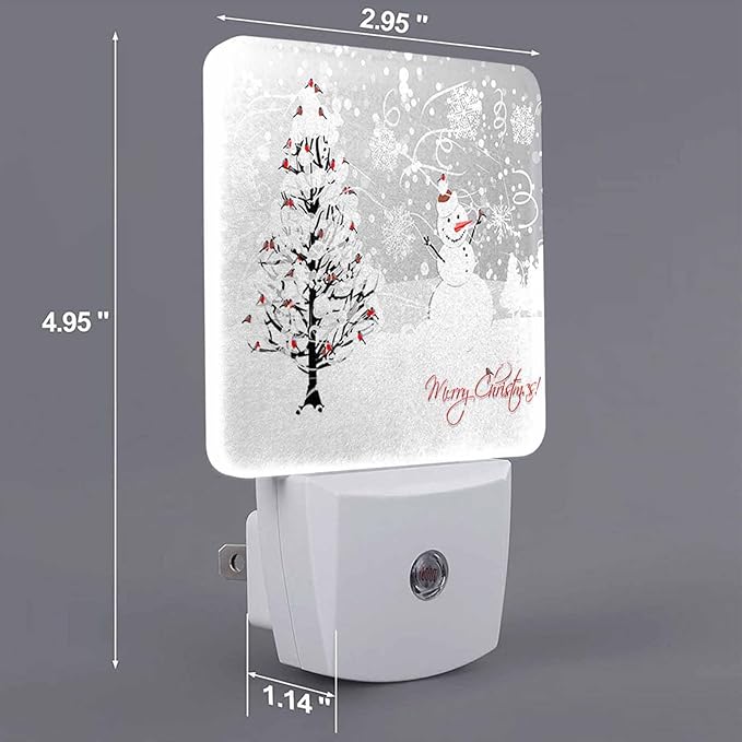 LED Night Light, Christmas Winter Tree and Bullfinches LED Night Light Plug - Image 7