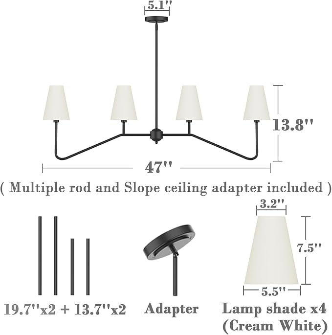 Electro bp;47" W 4-Light Linear Kitchen Island Lighting Fixture Classic - Image 6