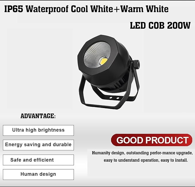 SHEHDS 200W Par Lights COB Uplights, IP65 Waterproof, Cool White + Warm White - Image 5