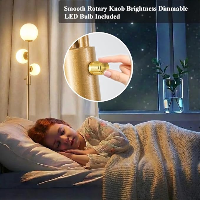 Fiqevs Upgrade Dimmable Floor Lamp, 3 Globe Mid Century Floor Lamps - Image 2