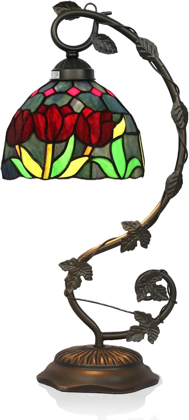 Stained Glass Lamp, Vintage Table Lamp, Living Room, Study（Tulip） by TFNALNB