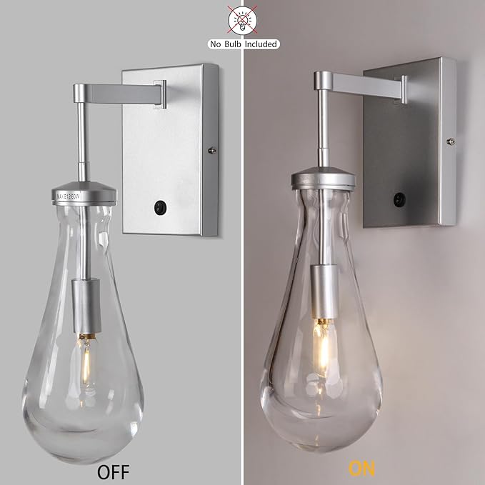 HuisMier Nickel Wall Sconces, Modern Raindrop Wall Sconce - Image 4