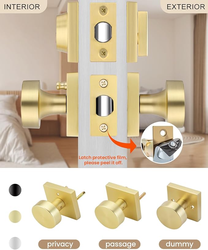 Haidms Gold Door Knob with Deadbolt, Heavy Duty Gold Exterior Door Knobs - Image 4