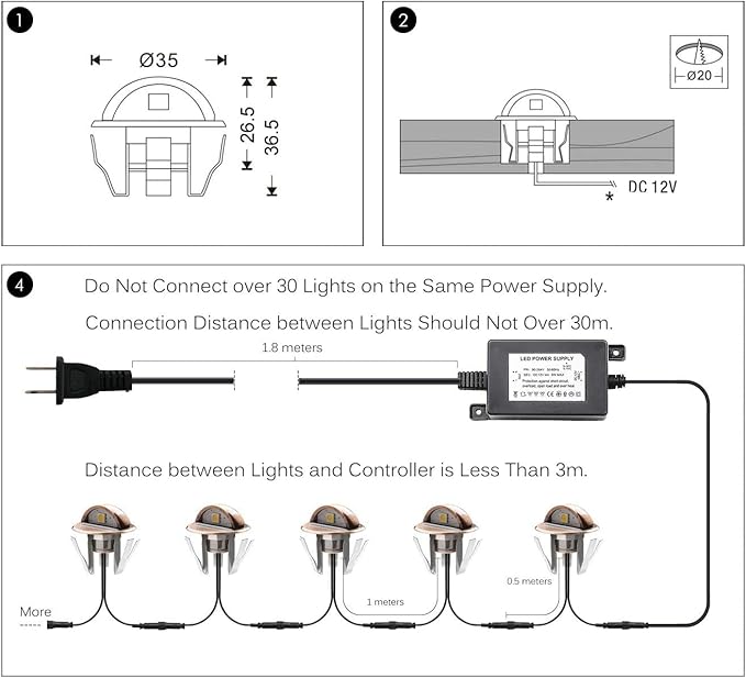 LED Stair Light Low Voltage Waterproof IP65 Outdoor F1.38 Wood Recessed LED - Image 7