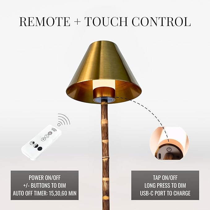 Bamboo Cordless LED Table Lamp – Rechargeable 24-Hour Battery, Dimmable Warm - Image 7