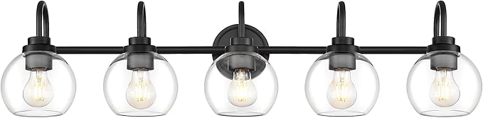 Bathroom Light Fixtures, 5-Light Matte Black Vanity Lights by Audickic