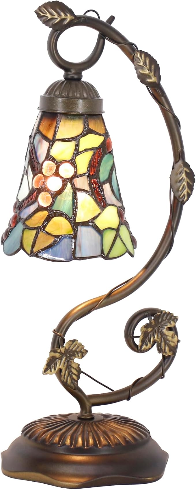 Tiffany Lamp Stained Glass Desk Reading Bedside Light, Metal Leaf Table Lamp - Image 8