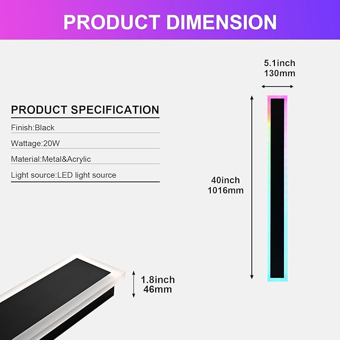 Modern RGB Long Outdoor Wall Lights - Image 7
