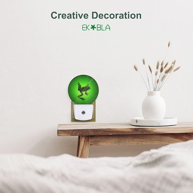 EKOBLA Tree Frog LED Night Light Leaf Vein Plug-in Nightlights Home Auto Sensor - Image 3