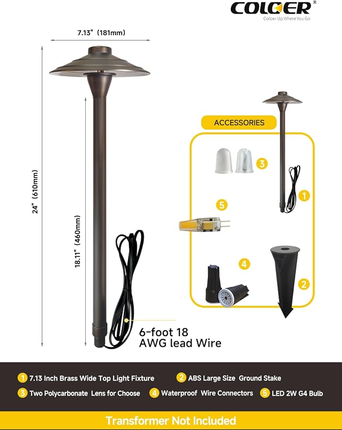 COLOER Brass Low Voltage Walkway Lights - Image 4