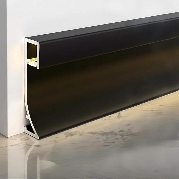 LED Aluminium Metal Baseboard Trim, Matte Black Finish 8 Pack 1.97 Inch x 8.2 by Bopaodao