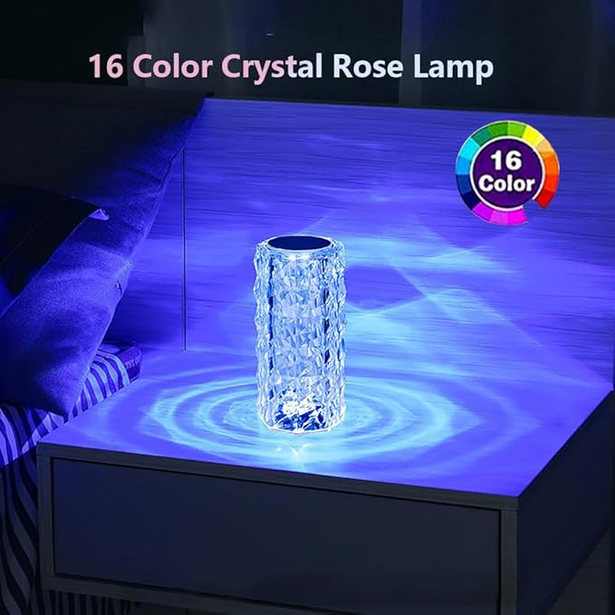 Portable Crystal Table Lamp, 16 Color Touch Control Rechargeable Lamp, Crystal - Image 2