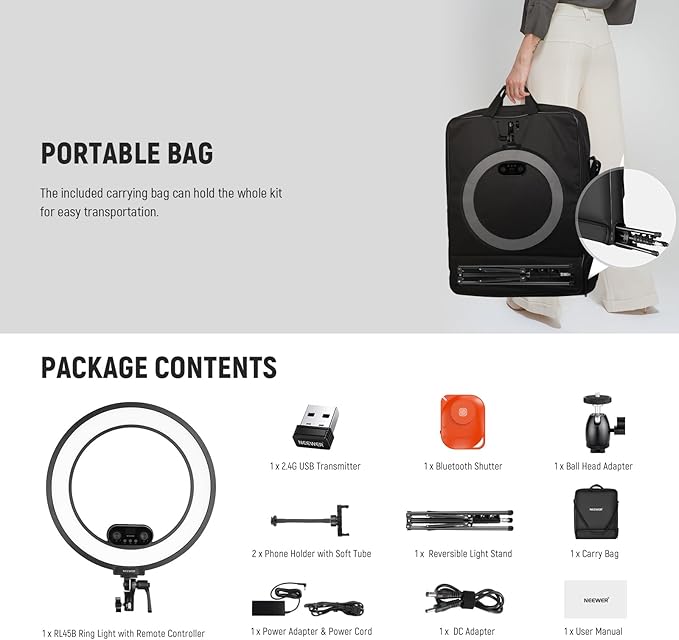 NEEWER 18 Inch Edge Lit Ring Light - Image 9