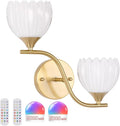 Battery Operated Wall Sconce, 2-Lights Vinatge Brass Wall Lighting by Shenmoyl