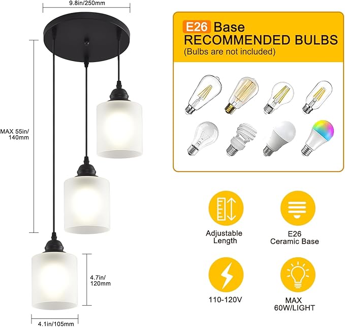 3 Lights Industrial Pendant Light - Image 4