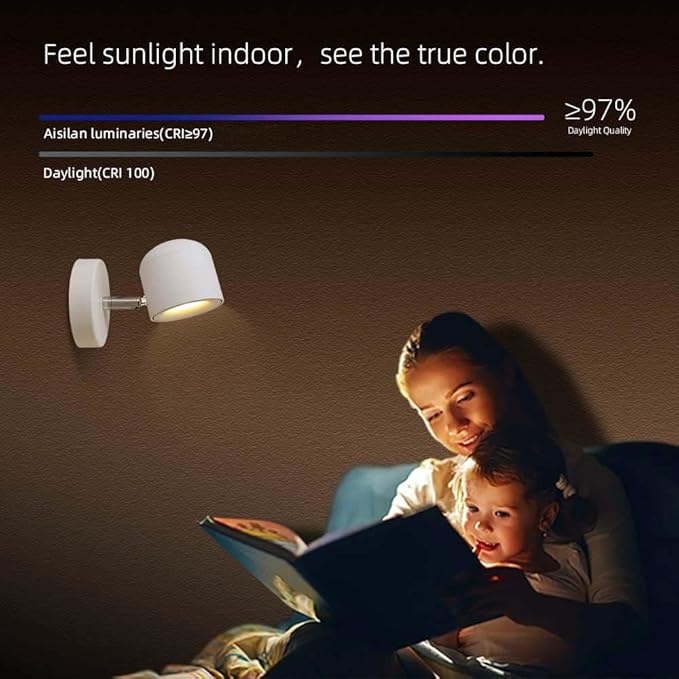 Aisilan White 7W Modern Dimmable Adjustable Wall Sconce Fixture LED COB Wall - Image 5
