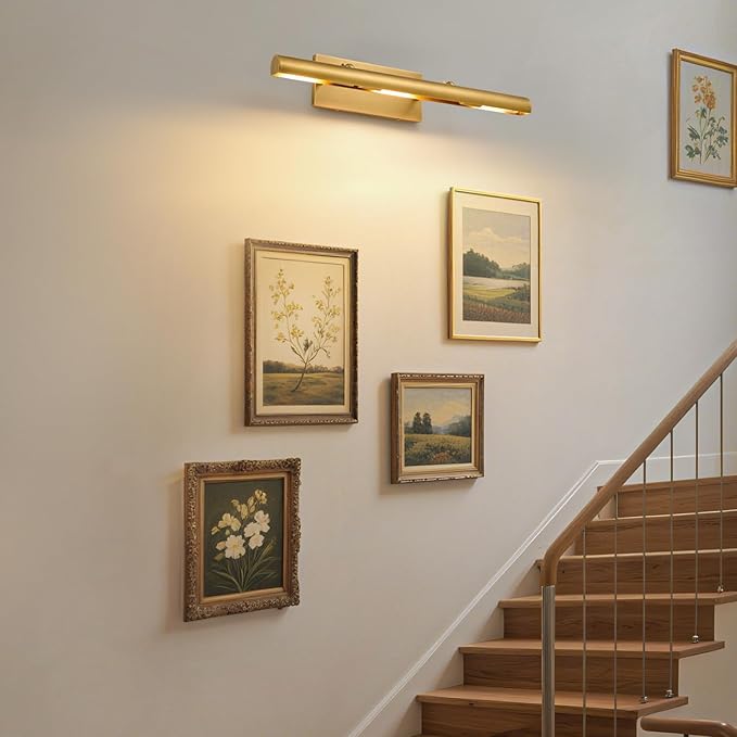 Brass Picture Light for Wall: 24-Inch Hardwired Dimmable Vintage Brushed Gold - Image 9