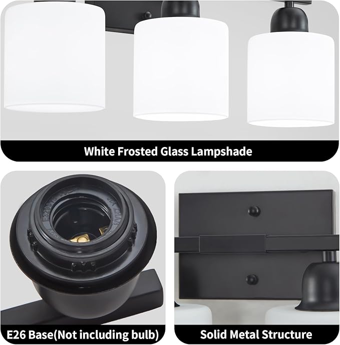 5-Light Black Bathroom Vanity Light, Modern Vanity Light Fixture - Image 9