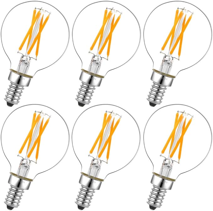 LiteHistory e12 led dimmable g16.5 Light Bulb 6W Equal 60 Watt 600lm AC120V e12 by LiteHistory
