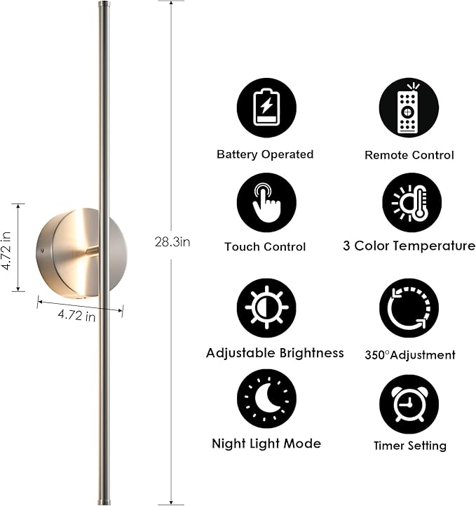 Removable Battery Operated Wall Sconces - Image 6