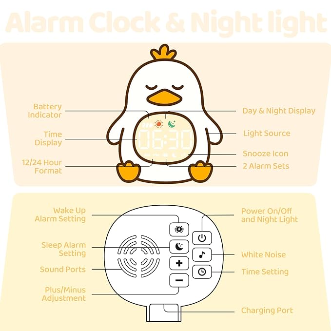 Sleepy Duck Alarm Clock with Night Light - Image 9