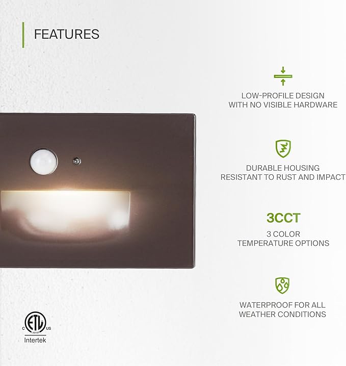 ASD LED Recessed Step Light Fixture, Dusk to Dawn Tread Lighting | 3CCT - Image 3