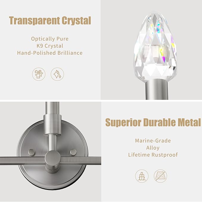 Bathroom Vanity Light, 3 Light Brushed Nickel Vanity Lights - Image 4