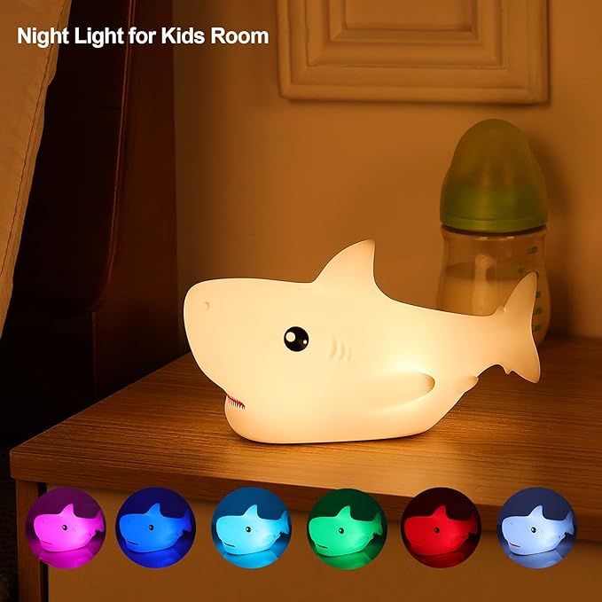 ZKLiLi Shark Night Light for Kid, Rechargeable Cute Squishy Lamp for Boys Girls - Image 2