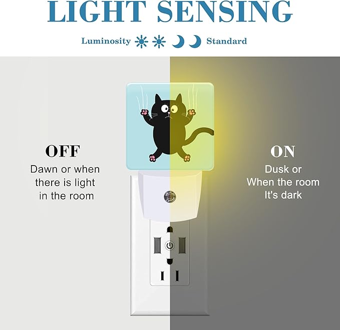 Cartoon Black Cat Claw Scratch Glass Night Light - Image 2