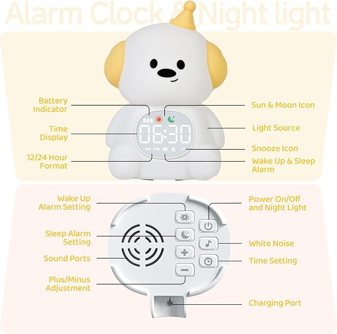 Alarm Clock for Kids with Night Light, Sleep Training Clock Time to Wake Clock - Image 7