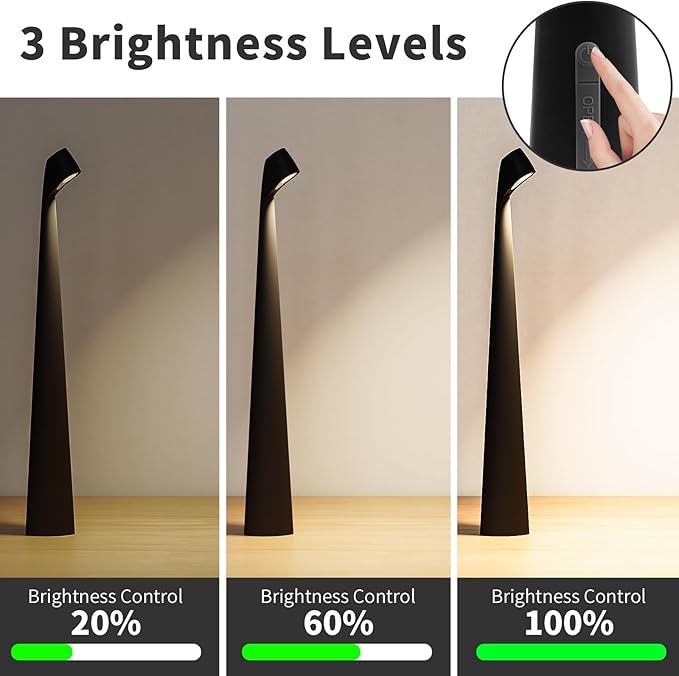 Portable Cordless LED Desk Lamp, Rechargeable Wireless Table Lamp, 3-Level - Image 2