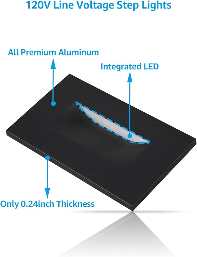 LEONLITE Black 5CCT 120V LED Step Lights, 3.5W 150LM 5%-100% Dimmable - Image 8