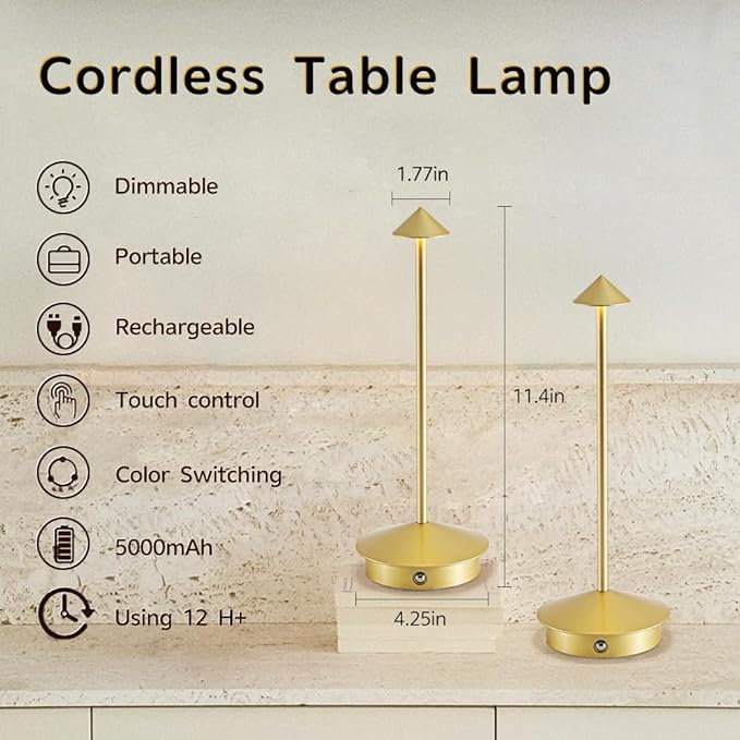EJQ 2 Pack LED Rechargeable Cordless Table Lamps, Portable Outdoor 5000mAh - Image 2